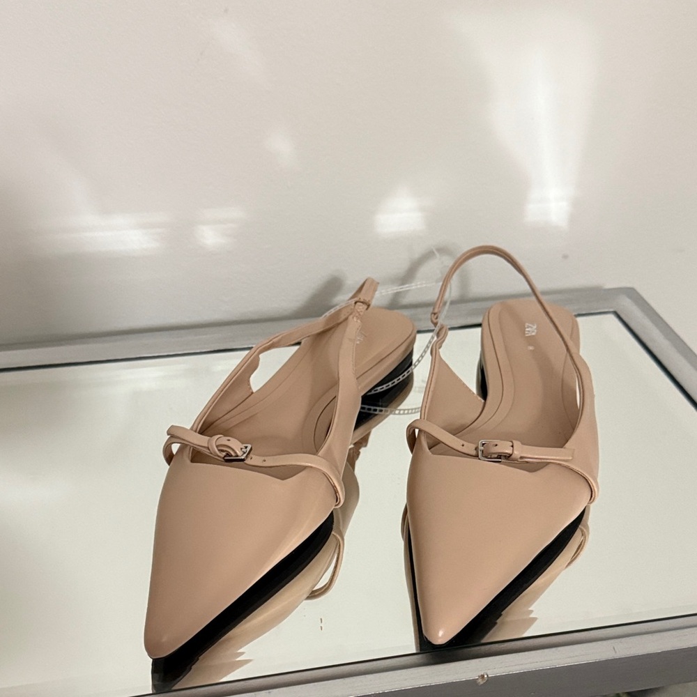 Zara Beige Slingback Flats